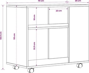 vidaXL Τραπέζι Βοηθητικό Λευκό 70 x 35 x 60,5 εκ. από Επεξεργασμένο Ξύλο