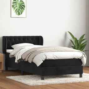 Box Spring Κρεβάτι με στρώμα Μαύρο 100x210 cm Βελούδινο