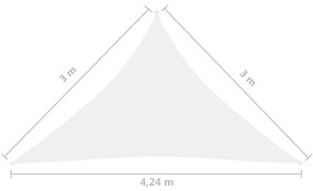 Πανί Σκίασης Τρίγωνο Λευκό 3 x 3 x 4,24 μ. από Ύφασμα Oxford - Λευκό