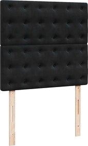 vidaXL Κρεβάτι Boxspring με Στρώμα Μαύρο 90x200 εκ. Βελούδινο