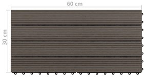 Πλακάκια Deck 6 τεμ. Σκούρο Καφέ 60 x 30 εκ. 1,08 μ² από WPC - Καφέ