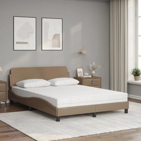 vidaXL Κρεβάτι με Στρώμα Dover Καπουτσίνο 140x200εκ.από Συνθ.Δέρμα