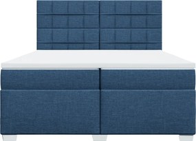 vidaXL Κρεβάτι Boxspring με Στρώμα Μπλε 200x200 εκ. Υφασμάτινο