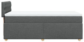 Κρεβάτι Boxspring με Στρώμα Σκούρο Γκρι 100x200 εκ. Υφασμάτινο - Γκρι