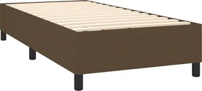 vidaXL Κρεβάτι Boxspring με Στρώμα &amp; LED Σκ.Καφέ 90x200 εκ. Υφασμάτινο