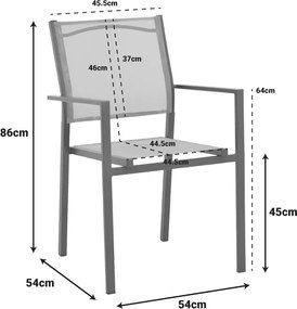 Πολυθρόνα Confidence pakoworld ανθρακί μέταλλο και γκρι textilene 54x54x86εκ