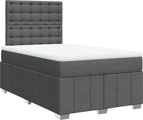 vidaXL Κρεβάτι Boxspring με Στρώμα Σκούρο Γκρι 120x200 εκ. Υφασμάτινο