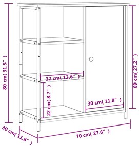 Ντουλάπι Μαύρο 70 x 30 x 80 εκ. από Επεξεργασμένο Ξύλο - Μαύρο