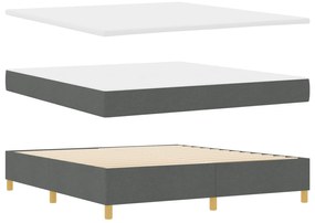 vidaXL Κρεβάτι με Βαθέωμα με Στρώμα & Πάγκο Σκούρο Γκρι 180x200 εκ. Ύφασμα