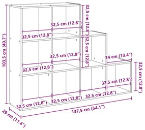 Βιβλιοθήκη/Διαχωριστικό Χώρου 3 Επ. 137,5x29x103,5εκ. Επ. Ξύλο - Λευκό