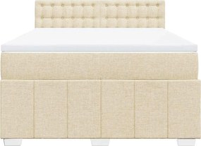 vidaXL Κρεβάτι Boxspring με Στρώμα Κρεμ 140x190 εκ. Υφασμάτινο