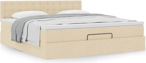 vidaXL Οθωμανικό κρεβάτι με στρώμα Cream 180x200cm ύφασμα
