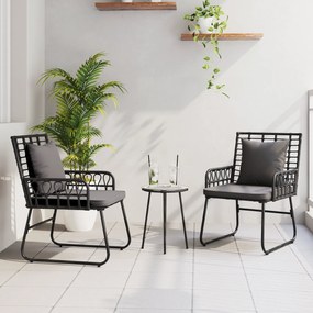vidaXL Σέτ φαγητού για κήπο 3 pcs Μαύρο, Ανθρακί Πολυ rattan, ατσάλι