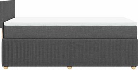 vidaXL Κρεβάτι Boxspring με Στρώμα Σκούρο Γκρι 90x190 εκ. Υφασμάτινο