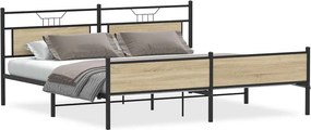 vidaXL Σκελετός Κρεβ. Χωρίς Στρώμα Sonoma Δρυς 200x200 εκ. Μεταλλικό