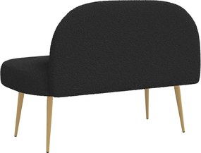 vidaXL Δερμάτινος Πάγκος με Πλάτη Μαύρο 110 x 60 x 76 cm Μπουκλέ