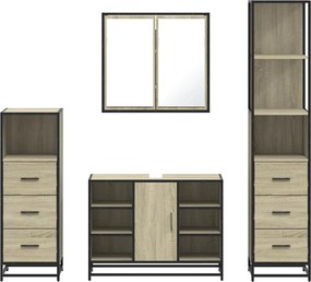 vidaXL Σετ Επίπλων Μπάνιου 4 Τεμαχίων Sonoma Δρυς Επεξεργασμένο Ξύλο