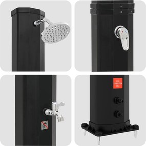 vidaXL Ηλιακό ντους με κεφαλή ντους και βρύση 40 l Μαύρο