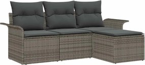 vidaXL Σετ Καναπέ με μαξιλάρι 4 pcs Γκρι συνθετικό ρατάν
