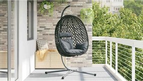 vidaXL Κρεμαστή καρέκλα αυγό Ανθρακί και μαύρο 104 x 100 x 191 εκ