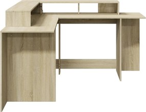 vidaXL Γραφείο με LED Sonoma δρυς 152x152x91 εκ. Επεξεργ. Ξύλο