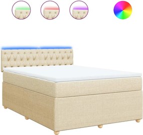 vidaXL Κρεβάτι Boxspring με Στρώμα Κρεμ 140x200 εκ. Υφασμάτινο