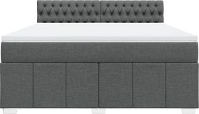 vidaXL Κρεβάτι Boxspring με Στρώμα Σκούρο Γκρι 180x200 εκ Υφασμάτιν