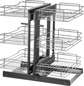VEVOR 3 Tier Blind Corner Pull Out Organizer Chrome Kitchen Cabinet Basket