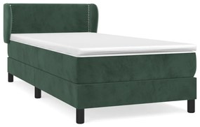 vidaXL Κρεβάτι Boxspring με Στρώμα Σκούρο Πράσινο 100x200εκ. Βελούδινο