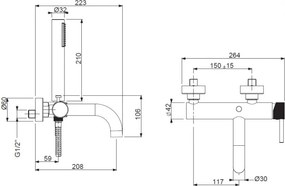 Armando Vicario Slim Black Matt 5000100 - Μπαταρία λουτρού