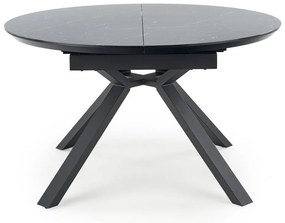 Τραπέζι Houston 1245, Μαύρο, Μαύρο μάρμαρο, 76cm, Επιμήκυνση, Ινοσανίδες μέσης πυκνότητας, Επεξεργασμένο γυαλί, Μέταλλο | Epipla1.gr