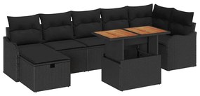 vidaXL Σετ Καναπέ Κήπου με μαξιλάρι 8 pcs Μαύρο Πολυ ράταν