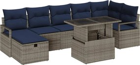 vidaXL Σετ Καναπέ Κήπου με μαξιλάρι 8 pcs Γκρι Πολυ ράταν