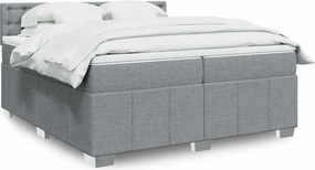 vidaXL Κρεβάτι Boxspring με Στρώμα Ανοιχτό Γκρι 200x200 εκ. Υφασμάτινο