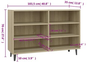 vidaXL Ραφιέρα Sonoma Δρυς 103,5 x 35 x 70 εκ. από Επεξεργ. Ξύλο