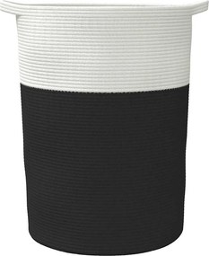 vidaXL Καλάθι Αποθήκευσης Μαύρο και Λευκό Ø49x65 εκ. Βαμβακερό