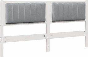 vidaXL Ταπετσαρισμένο κεφαλάρι Λευκό 150 cm Στερεά ξυλεία πεύκου