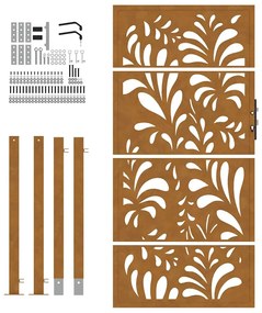 Πύλη κήπου 105x180 cm από χάλυβα με κυματοειδές σχέδιο - Καφέ