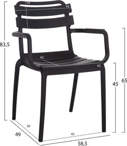 Πολυθρόνα illy στοιβαζόμενη pp μαύρη απόχρωση 56x58x81