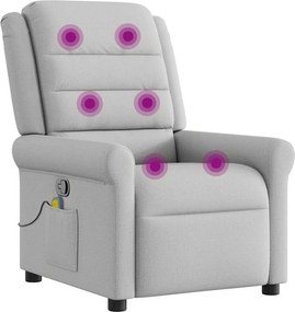 vidaXL καρέκλα ανάκλισης μασάζ Cloud Grey Fabric