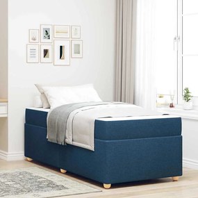 vidaXL Σκελετός Κρεβατιού με στρώμα Μπλε 100 x 200 cm ύφασμα