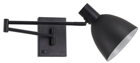SE21-BL-52-MS2 ADEPT WALL LAMP Black Wall Lamp with Switcher and Black Metal Shade+