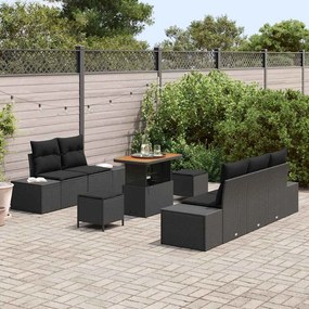 vidaXL Σετ Καναπέ Κήπου με μαξιλάρι 8 pcs Μαύρο 90 x 55 x 71 cm