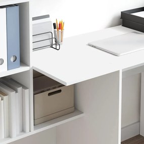 vidaXL Γραφείο με ράφι Λευκό 131,5 x 50 x 106,5 εκ. Επεξεργασμένο ξύλο