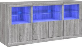 vidaXL Μπουφές με LED Γκρι Sonoma 142,5x37x67 εκ.