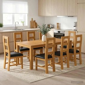 vidaXL Σετ τραπεζαρίας LELYSTAD 9 τμχ. Μαύρο 200 x 100 x 75 cm