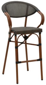 Σκαμπό μπαρ Efolian καρυδί αλουμίνιο-γκρι textilene 58x58x113εκ 58x58x113 εκ.