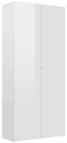 Παπουτσοθήκη Γυαλιστερό Λευκό 80x35,5x180 εκ. από Μοριοσανίδα - Λευκό