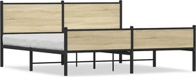vidaXL Σκελετός Κρεβ. Χωρίς Στρώμα Sonoma Δρυς 180x200 εκ. Μεταλλικό