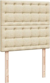 vidaXL Κρεβάτι Boxspring με Στρώμα Κρεμ 90x190 εκ.Υφασμάτινο